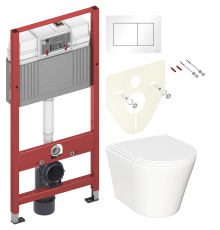 Комплект Унитаз подвесной Ceramicanova Forma CN3011 с микролифтом + Инсталляция TECE Base 9400413 4 в 1 с кнопкой смыва