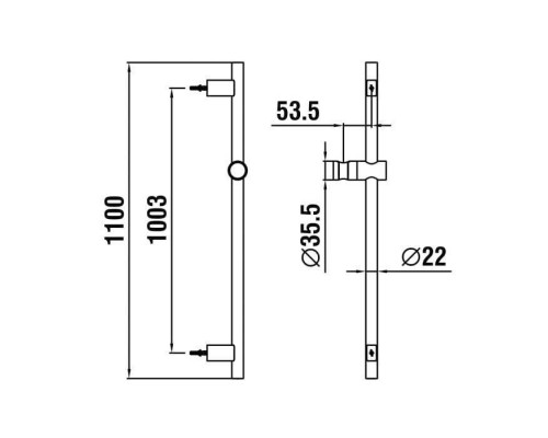 Laufen Twingliss Штанга для душа 60см., настенная, цвет: хром. HF904791100000 Laufen Twingliss Штанга для душа 60см., настенная, цвет: хром. HF904791100000