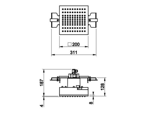 Gessi Binario Модуль 200х200 мм, тропический ливень, установка Shift-Fix, цвет: Mirror Steel. 61102#238