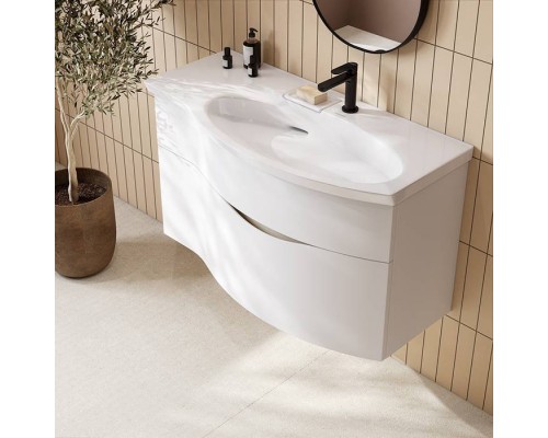 Kerama Marazzi Riva Тумба подвесная 100см, правая, с раковиной, цвет: белый матовый. RV.wb.100Rh,  RV.100Rh\WHT.M
