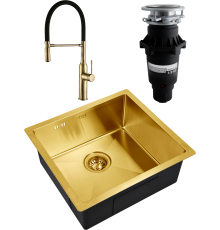 Комплект Мойка кухонная Zorg Inox PVD Inox Pvd SZR-4844 bronze + Смеситель Steel Hummer SH 2022 BRONZE бронза + Измельчитель Bone Crusher BC 810-SL Slim Line