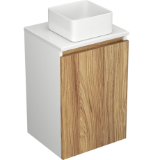 Тумба с раковиной Bauedge Dream Blackwood 40 подвесная, белая, дуб, 1 дверца, раковина Hotel Mini BH1003