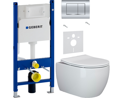 Комплект Унитаз подвесной Ceramicanova Play CN3001 с микролифтом, безободковый + Шумоизоляция Geberit 156.050.00.1 + Инсталляция Duofix Delta 458.163.21.1 с кнопкой смыва, хром Комплект Унитаз подвесной Ceramicanova Play CN3001 с микролифтом, безободковый + Шумоизоляция Geberit 156.050.00.1 + Инсталляция Duofix Delta 458.163.21.1 с кнопкой смыва, хром
