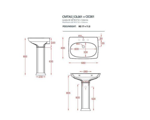 Artceram Civitas Пьедестал для раковины 68 см, цвет: черный. CIC001 03 00 Artceram Civitas Пьедестал для раковины 68 см, цвет: черный. CIC001 03 00