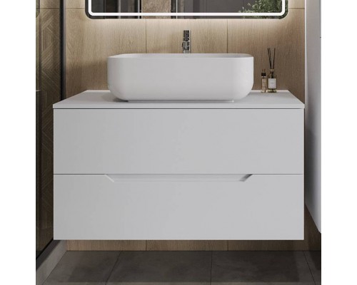 Тумба с раковиной Orange Line 100 подвесная, 2 ящика, матовая белая с раковиной B03-600W