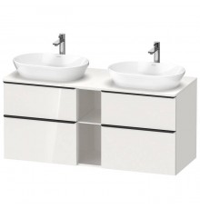 Duravit D-Neo Тумбочка подвесная 64.4x140x55 см, 2 раковины, 2 ящика, цвет: белый высокоглянцевый. 0379600000,  DE4970B2222