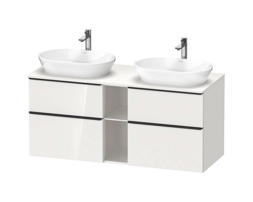 Duravit D-Neo Тумбочка подвесная 64.4x140x55 см, 2 раковины, 2 ящика, цвет: белый высокоглянцевый. 0379600000,  DE4970B2222