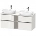 Duravit D-Neo Тумбочка подвесная 64.4x140x55 см, 2 раковины, 2 ящика, цвет: белый высокоглянцевый. 0379600000,  DE4970B2222