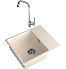 Комплект Мойка GranFest Urban 658L белая + Смеситель MEGA City MG- ZRV104 хром