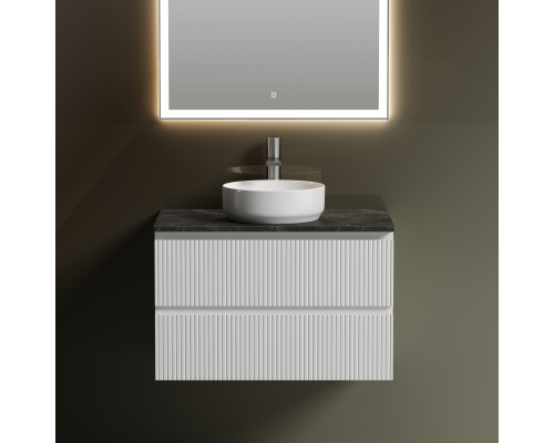 Тумба с раковиной Sancos Snob T 80 см, bianco, столешница черный мрамор, раковина CN6005