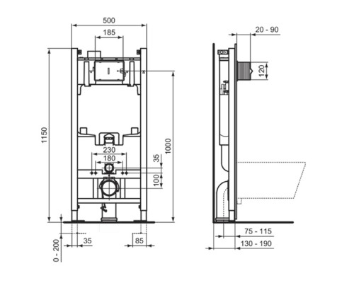 Ideal Standard ProSys 2.0 Встраиваемая инсталляция для монтажа подвесных унитазов. R046367 Ideal Standard ProSys 2.0 Встраиваемая инсталляция для монтажа подвесных унитазов. R046367