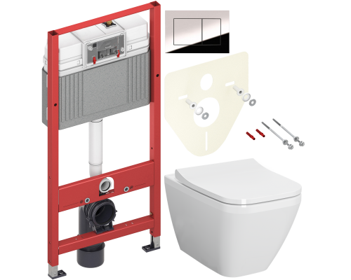 Комплект Унитаз подвесной VitrA Integra Square 7082B003-0075 + Крышка Integra Square 191-003-009 с микролифтом + Инсталляция TECE Now 9400412 4 в 1 с кнопкой смыва Комплект Унитаз подвесной VitrA Integra Square 7082B003-0075 + Крышка Integra Square 191-003-009 с микролифтом + Инсталляция TECE Now 9400412 4 в 1 с кнопкой смыва