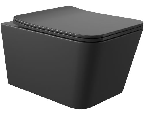 Унитаз подвесной Aqueduto Macio MAC0140 безободковый, с микролифтом, черный матовый + Ершик Ridder Gaudy Gaudy 2231414 оранжевый