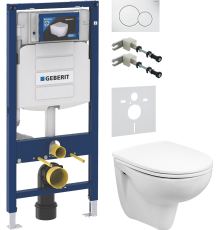 Комплект Унитаз подвесной Wanfald Lauta 47302100005 белый + Шумоизоляция Geberit 156.050.00.1 + Инсталляция Duofix UP 320 111.300.00.5 + Кнопка Sigma 01 115.770.11.5 белая + Крепления 111.815.00.1 к стене