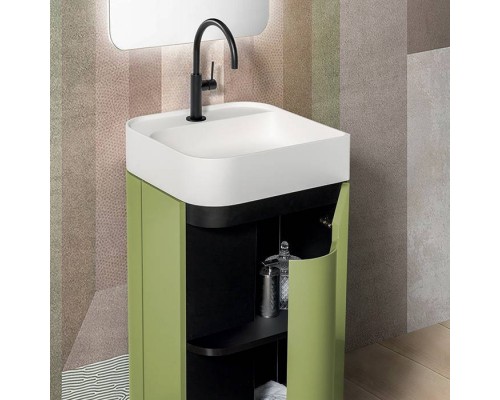 Oasis Profilo Комплект мебели, тумба с 1 дверцей, и раковиной на 1 отв., зеркало 50х100см., с светодиодной подсветкой с сенсорным выключателем и диммированием, цвет: Mint/белый. 0FRSP050, 0PFBFS0451D1 Oasis Profilo Комплект мебели, тумба с 1 дверцей, и раковиной на 1 отв., зеркало 50х100см., с светодиодной подсветкой с сенсорным выключателем и диммированием, цвет: Mint/белый. 0FRSP050, 0PFBFS0451D1