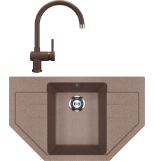 Комплект Мойка кухонная Ulgran U-609 -307 терракот + Смеситель U-021 терракот