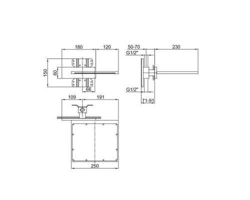 Fantini Milano Верхний душ с функцией водопада, нерж. сталь, цвет: матовая натуральная сталь. 86 93 8043B,  86 00 8036A