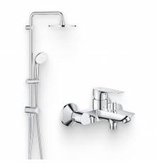 Душевой комплект Смеситель Grohe BauEdge 23604001 + Стойка New Tempesta 27389002