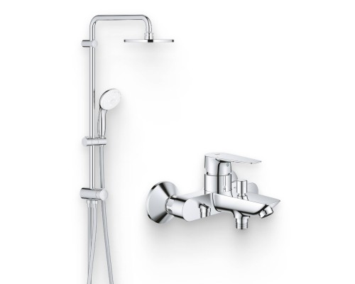 Душевой комплект Смеситель Grohe BauEdge 23604001 + Стойка New Tempesta 27389002