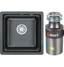 Комплект Мойка Granula Kitchen Space 4501U, шварц + Измельчитель Bort Titan 4000 Plus