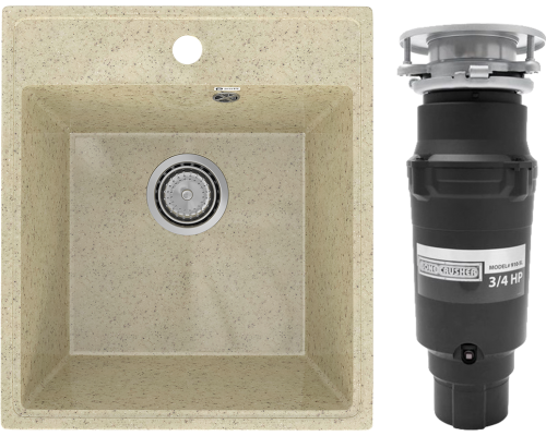 Комплект Мойка Practik PR-M 425-002 слоновая кость + Измельчитель Bone Crusher BC 910-SL-Slim Line