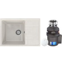 Комплект Мойка Practik PR-M 600-001 белый камень + Измельчитель Bort Titan 9000