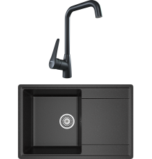Комплект Мойка кухонная Domaci Палермо PR-735-004 черная + Смеситель STWORKI WFD04007GA черный матовый