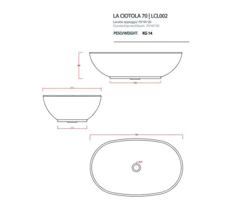 ARTceram LA CIOTOLA Раковина 70х44 см, без отв., цвет: белый. LCL002 01 00 ARTceram LA CIOTOLA Раковина 70х44 см, без отв., цвет: белый. LCL002 01 00