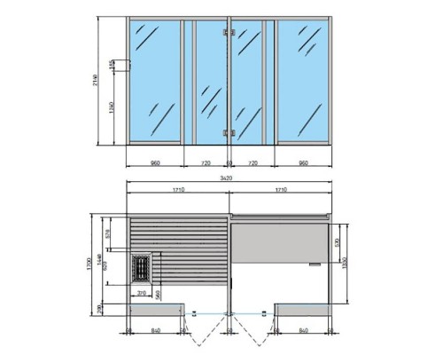 Effegibi Yoku SH Glass СаунаХаммам 342x170х214см, пристенная, цвет: чёрный орех/Calacatta Gold Extra. YO 30 31 0004 Effegibi Yoku SH Glass СаунаХаммам 342x170х214см, пристенная, цвет: чёрный орех/Calacatta Gold Extra. YO 30 31 0004