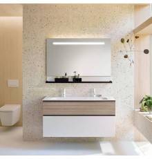Burgbad Fiumo Комплект подвесной мебели 122х49х61см, с раковиной на 2 отв., ручки черные матовые, цвет: Eiche Dekor Cashmere / белый матовый. SFXO122F3956FOT45G0200C0001*2