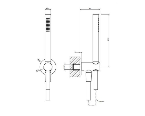 Gessi Shower Sets Душевой комплект, состоящий из вывода воды, держателя, шланга 1,50 м и лейки, цвет: хром. 63329#031 Gessi Shower Sets Душевой комплект, состоящий из вывода воды, держателя, шланга 1,50 м и лейки, цвет: хром. 63329#031