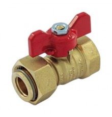 Кран шаровой прямой Tiemme 1 НГх3/4 ВР красная бабочка. 2260021