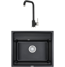 Комплект Мойка кухонная Granula Kitchen Space 6003, черный + Смеситель ST-4033, черный
