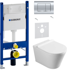 Комплект Унитаз подвесной Vincea Vito + Шумоизоляция Geberit + Инсталляция Duofix Delta 458.163.21.1 с кнопкой смыва, хром