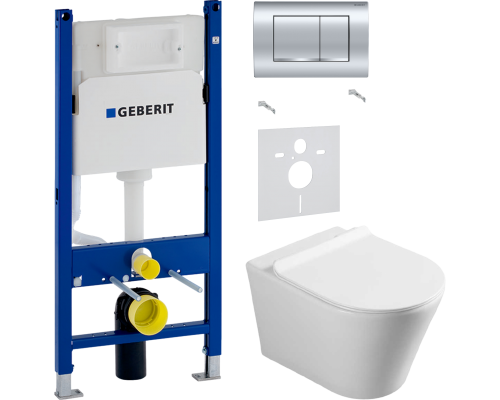 Комплект Унитаз подвесной Vincea Vito + Шумоизоляция Geberit + Инсталляция Duofix Delta 458.163.21.1 с кнопкой смыва, хром