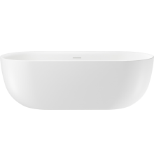 Акриловая ванна Wellsee Chic Riviera 170x75 см, отдельностоящая, белая, овальная, на ножках, со сливом-переливом, с донным клапаном, фурнитура золото
