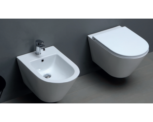 Azzurra Forma Унитаз подвесной безободковый 54х37х34см с сиденьем soft close антигрязевое покрытие, цвет: белый. FOR1800/F bi/cr, FMVKSPE00000BI Azzurra Forma Унитаз подвесной безободковый 54х37х34см с сиденьем soft close антигрязевое покрытие, цвет: белый. FOR1800/F bi/cr, FMVKSPE00000BI