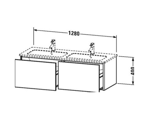 Duravit XSquare Тумба подвесная, 128х47.8х40см, с раковиной, с 2 выдв ящик, цвет: черный глянц. 2336130000,  XS407504040