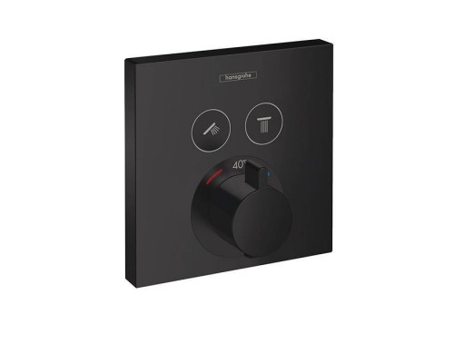 Hansgrohe ShowerSelect Термостат для душа, 2 источника, внешняя часть, цвет: черный матовый. 15763670 Hansgrohe ShowerSelect Термостат для душа, 2 источника, внешняя часть, цвет: черный матовый. 15763670