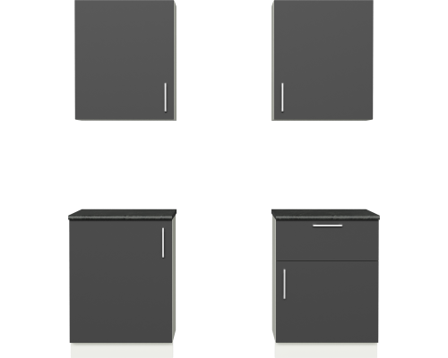 Кухонный гарнитур Domaci Болонья 180 см, фасад графит, ручка хром, столешница луна KUH-708307