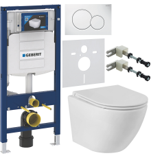 Комплект Унитаз подвесной BelBagno Sfera-r + Крышка BB870SC с микролифтом + Инсталляция Geberit Duofix UP 320 111.300.00.5 + Кнопка Sigma 01 115.770.11.5 белая + Крепления 111.815.00.1 к стене + Шумоизоляция