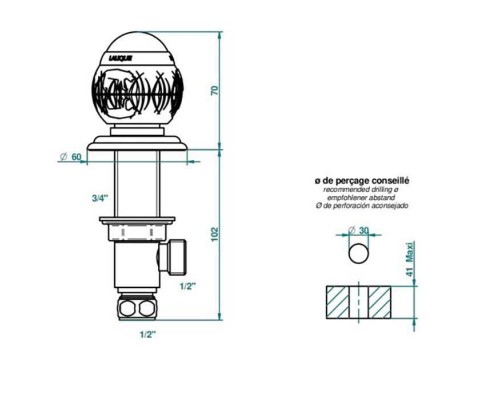 THG Panthere Cristal Noir Вентиль смесителя для раковины. A2K-A02-35