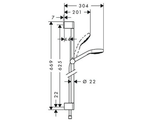 Hansgrohe Croma Seleсt S 1j Unica душевой набор 0,65, цвет: хром. 26564400 Hansgrohe Croma Seleсt S 1j Unica душевой набор 0,65, цвет: хром. 26564400
