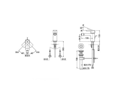 TOTO Jewelhex Смеситель для биде с донным клапаном, цвет: хром. TRG02301R TOTO Jewelhex Смеситель для биде с донным клапаном, цвет: хром. TRG02301R