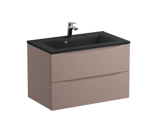 Тумба с раковиной BelBagno Marino 80, подвесная, capucino lucido, черная раковина