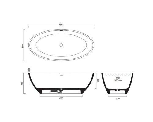 Catalano Solid Ванна отдельностоящая 165x80h52см, с переливом, сифон в комплекте, цвет: Cemento Satinato. 7239010023