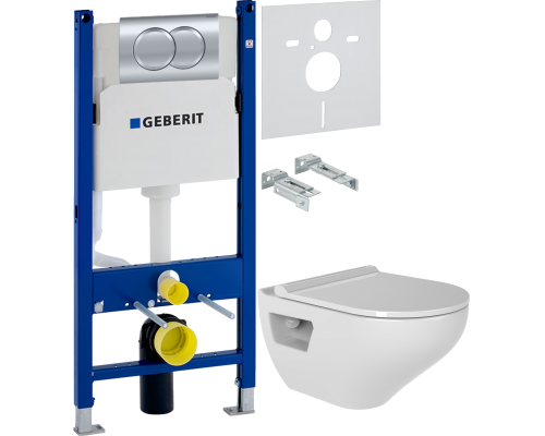 Комплект Унитаз подвесной Bien Ion безободковый, с биде + Инсталляция Geberit Duofix Delta 458.149.21.1 с кнопкой смыва, хром + Шумоизоляция 156.050.00.1
