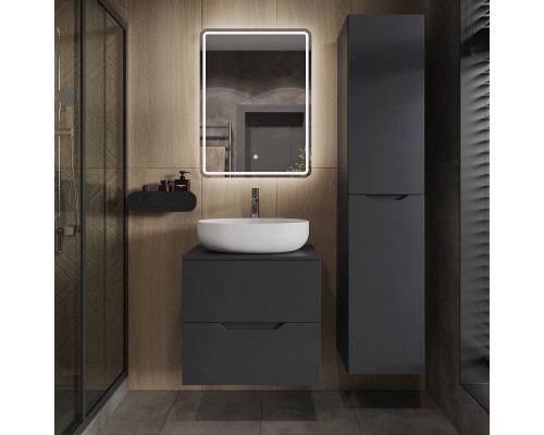 Мебель для ванной комнаты Orange Line 60 подвесная, 2 ящика, матовый графит с раковиной B05-520W