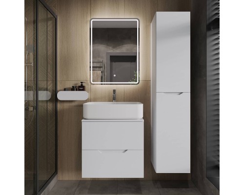 Мебель для ванной комнаты Orange Line 60 подвесная, 2 ящика, матовая белая с раковиной B07-600W