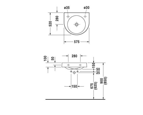 Duravit Architec Раковина 57.5х52 см, 1 отв., Dx, без перелива, цвет: белый. 0449580008